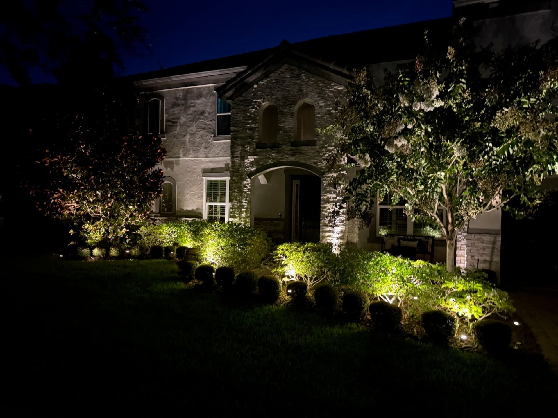 Elegant Outdoor Lighting Installation in Winter Garden image