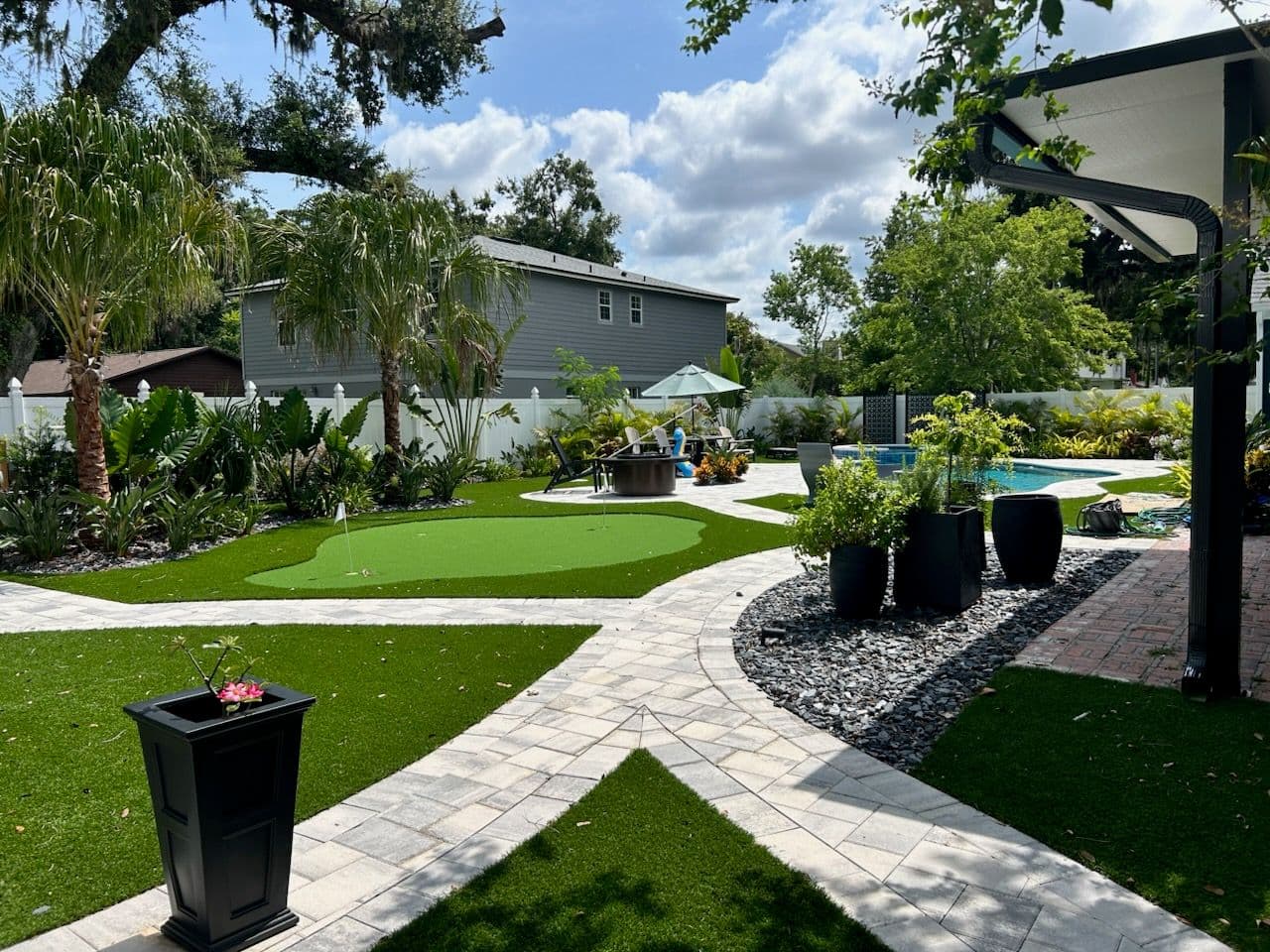 Luxurious Backyard with Putting Green and Pool image